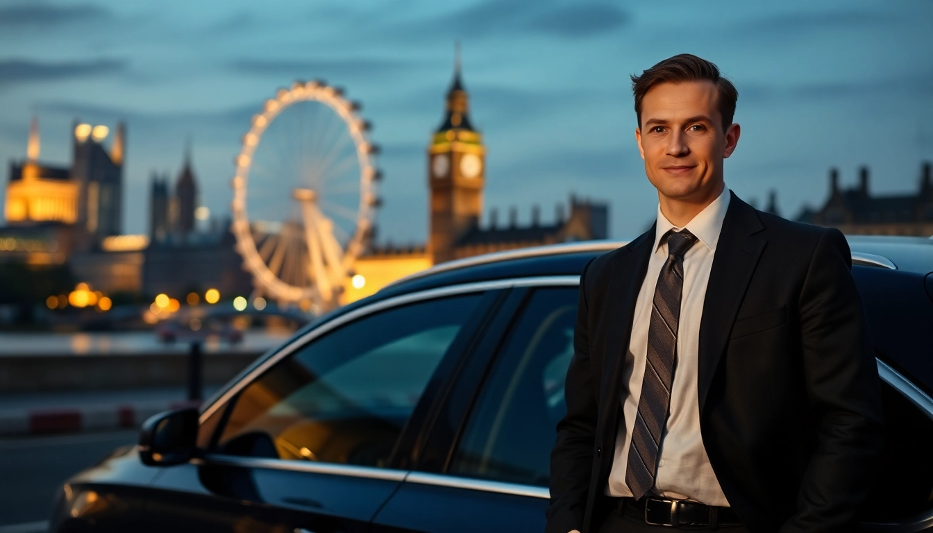 Hire a private chauffeur London offering luxury travel with a professional chauffeur in a sleek car.