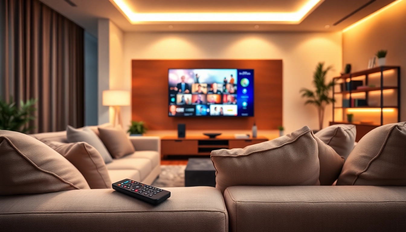 Profitez de l'iptv abonnement 12 mois avec un élégant salon moderne.