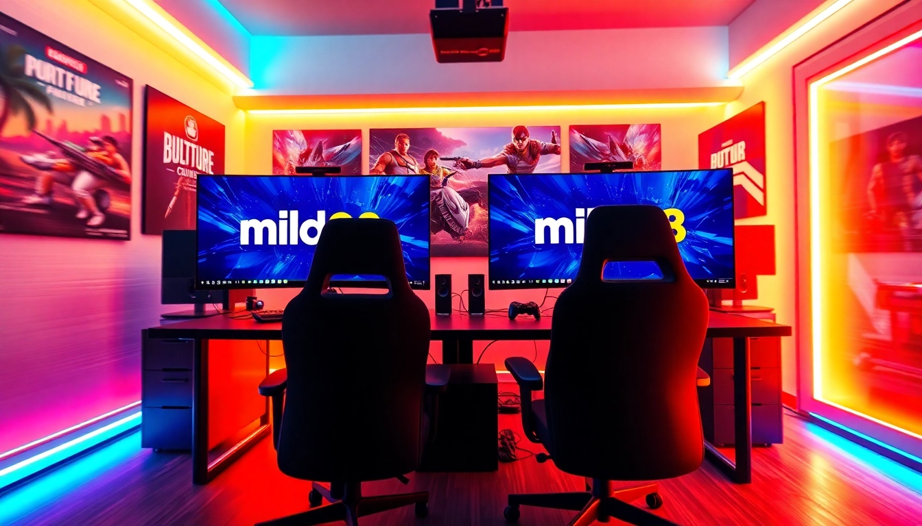 Gamers engaging with mild88 in a high-energy digital gaming setup.