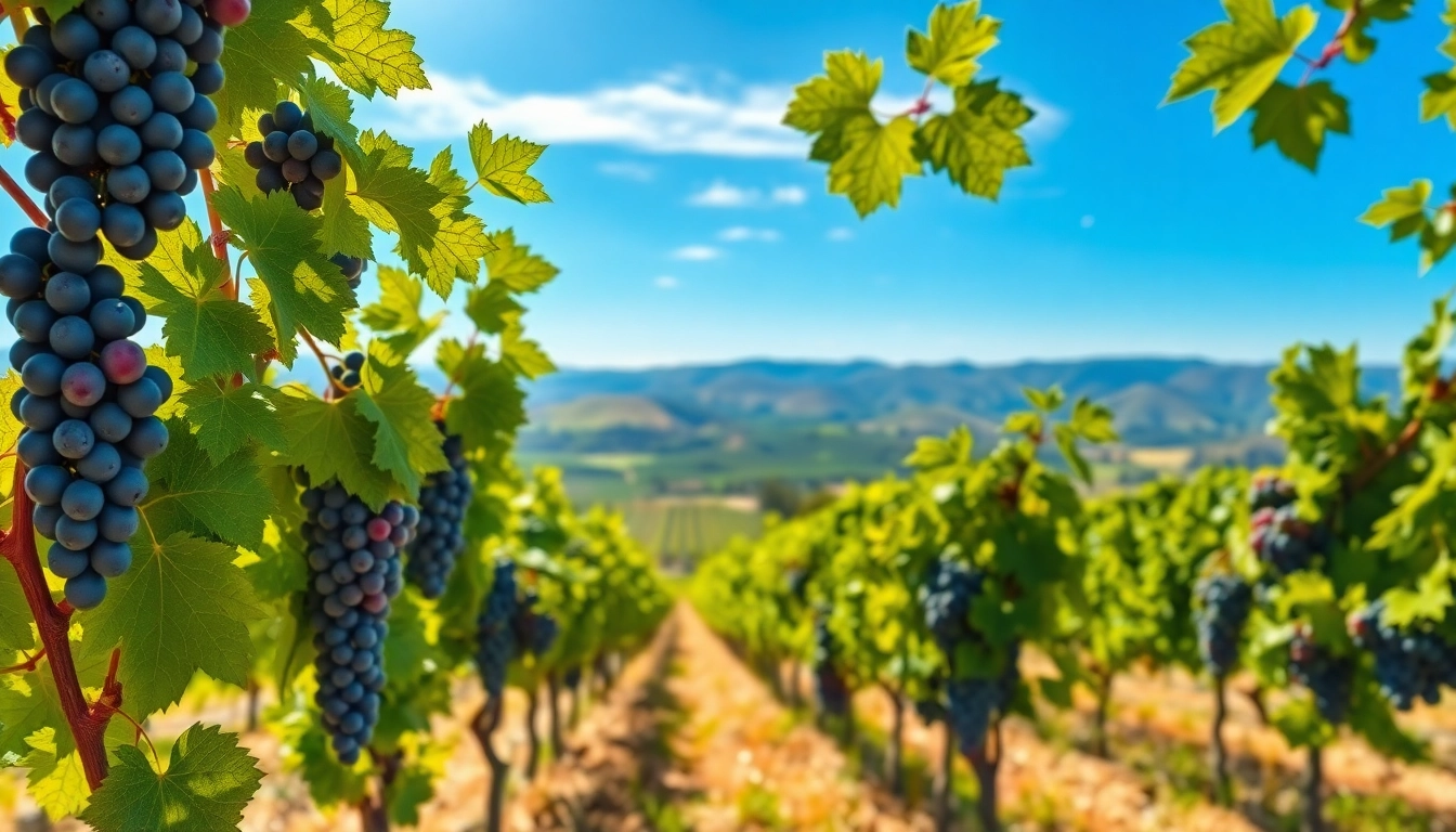 Visit Sacramento Wineries and enjoy a vibrant vineyard scene with sun-drenched grapevines.