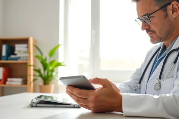 Understanding How Does Eprescribing Work: A Comprehensive Guide for Healthcare Professionals Understanding how does eprescribing work with a physician using a tablet in an organized office.